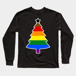 Christmas Tree LGBT Flag People of Color PRIDE Rainbow Long Sleeve T-Shirt